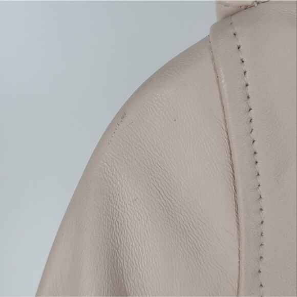 Maje Nude Betsy Cropped Leather Moto Jacket 38 - Picture 8 of 15